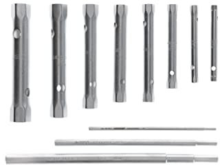 GEDORE Doppelsteckschlüssel-Satz, Set 8-tlg, Hohlschaft, 6-kant, mit 3 Drehstiften, Werkzeug, Stahl verchromt, KD 26 R-8