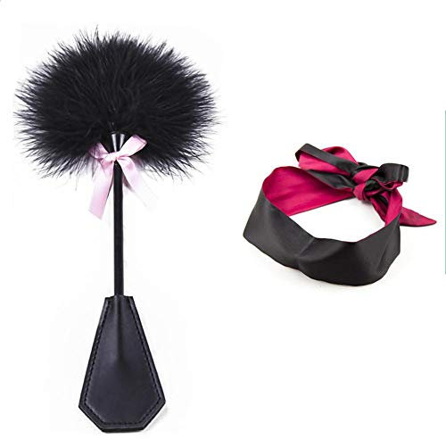 Federkitzler Tickler Schwarz Federn Massage Bondage Leder Peitsche Spanking Paddel Flogger Erotik Cosplay Sexspielzeug Erwachsene