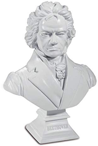 Isideco Kleine Büste Ludwig Van Beethoven, Weiß, Polyresin, Skulptur, Büste, Sculpture, Klassisch, Musik, Tischplatte