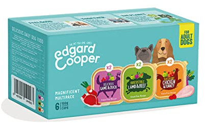 Edgard Cooper Adult Wet Dog Food Cups Multipack, Game-Lamb-Chicken, 6 x 100g - Fresh meat, Hypoallergenic, Salmon with Tasty Fresh Meat, High Protein Natural Ingredients
