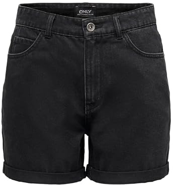 ONLY Shorts Femme Taille Haute Design 5 Poches Fermeture à Bouton Fermeture éclair Bermudas Courts, Couleurs:Noir-2, Taille:XS