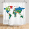 SDOTPMT 180x180cm Weltkarte Duschvorhang Farbig Karte der Welt Kinder Bildungs Thema Länder Städte Badvorhang Weiß Dusche Vorhang für Badezimmer Polyester mit Haken