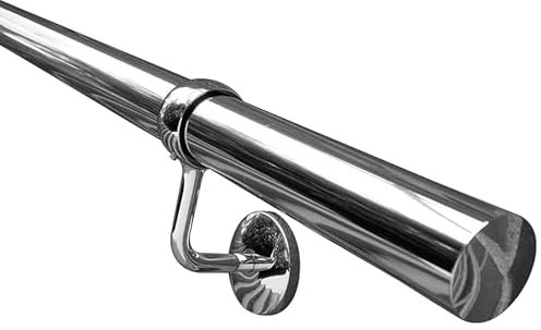 EAI Handrails for Stairs | Banister Hand Rail 3600mm | for Indoor Staircase Polished Chrome | Kit with 3 Rails & 4 Handrail Brackets