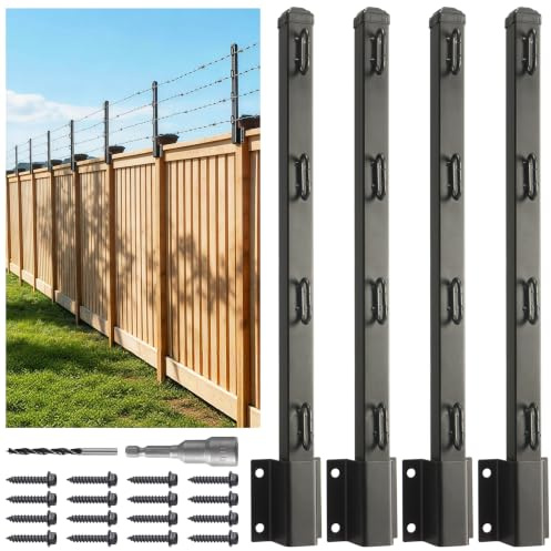 Epcee Fence Post Extender, 23.5 Fence Barbed Wire Extend Arm，for Outdoor Fences to Increase Height, Protect Privacy and Pets Jumping Off (4, 23.5in)