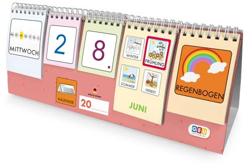 Kinder Kalender für Lernen und Spaß - Zeitlos gestaltet mit Piktogrammen. Mein Erster Kalender Kinder Montessori. Wochentage - Monate. Jahre und Jahreszeiten (Deutsch)