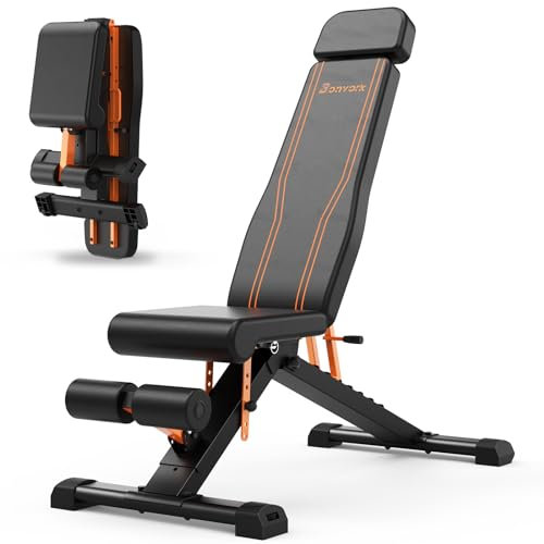 400KG hantelbank klappbar - Bonvork Trainingsbank mit 80 * 40MM robustem Stahl, schrägbank für Fitnessstudio zu Hause, verstellbar, Flach Rückgang Bankdrücken Bank für den gesamten Körper