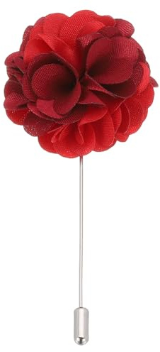 PATIKIL Pin de Boutonniere de Flor, 1 Pcs Broche de Solapa para Hombres Flor de Camelia para Traje Boda Graduación Aniversario Broche Accesorios de Traje de Graduación, Rojo Vino/Rojo
