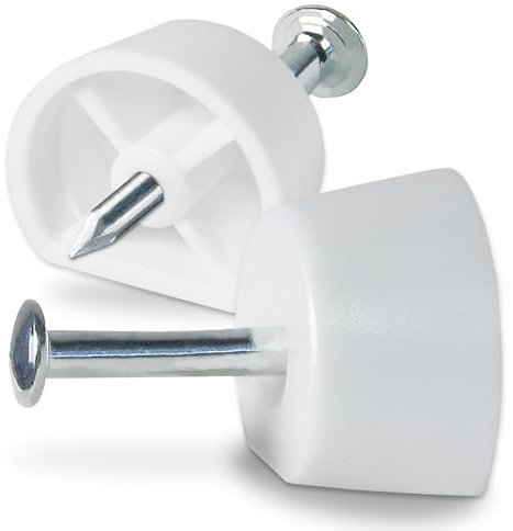 Regalbodenhalter mit Nagel – 40 Stück – Kunststoff weiß, für Möbel ohne Bohrung