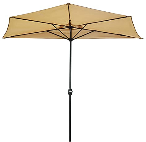 Uteplatsen 10 fot halvt paraply sunbrella med vev och 5 revben, utomhus regntät marknadsparasol för uteplats, utomhusvägg, balkong utanför och strand