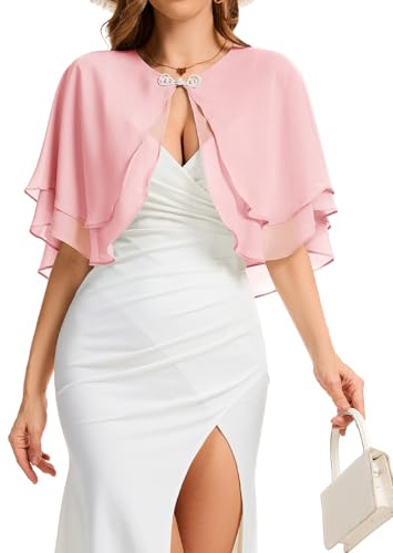 Bbonlinedress Chal de boda transparente para mujer, ligero, para vestido de noche, bufanda de dama de honor, capa de gasa suave, color rosa