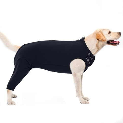 PUMYPOREITY Dog Recovery Clothing, Healing Suit Body Post-Operators Onesie Bodysuit Wound Protection After Surgery Shirt Wounds for Dogs (Black, Large)