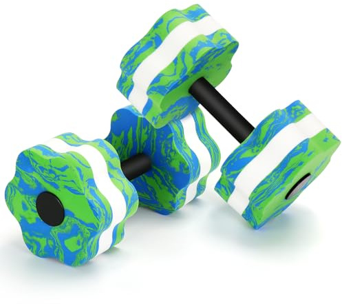 Camouflage Aquatic Dumbbells, Set of 2 Water Aqua Fitness Barbells Hand Bar Exercises Equipment, Water Aerobic Exercise Foam Dumbbell Pool Resistance for Weight Loss (Green)