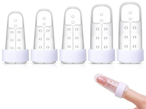 GXAHSOL Férulas para Dedos, pack 5 piezas férula plástica transparente, soporte y protección de articulación, inmovilizador para nudillos, uso diario en casa oficina deporte, para índice medio anular