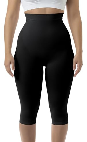 Farmacell 323 (Black, L/XL) Legging Femme 3/4 Gainant Anti-Cellulite, Effet Ventre Plat et Push-Up, Made in Italy