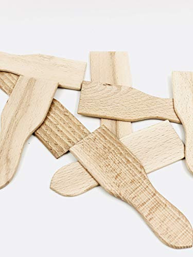 MGI DEVELOPPEMENT Fabrication Artisanale, 8 spatules à raclette de 13,8 cm/ 4,5 cm, emballées sous Vide Idéale raclette et pierrade Bois de hêtre Brut