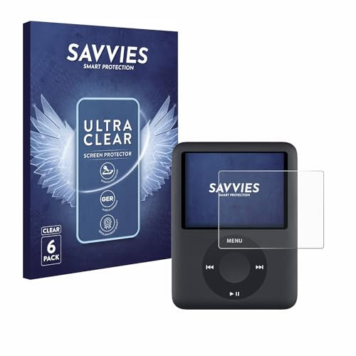savvies Protector Pantalla para Apple iPod nano (3a Gen.) (6 Unidades) Película Ultra Transparente