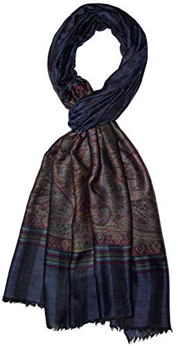 Lorenzo Cana Sciarpa da uomo in 100% cashmere, Motivo cachemire nero colorato, 70 x 200 cm