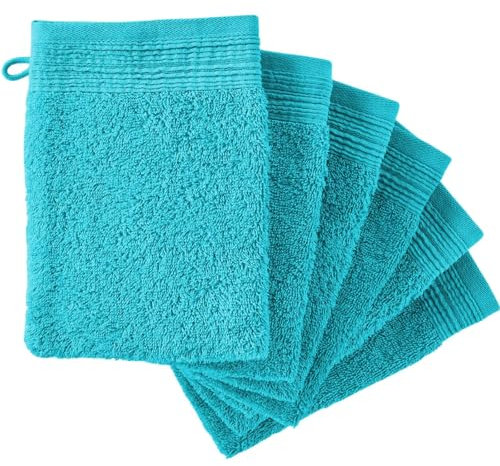 Adore Home 6 x Premium Quality 100% Cotton Wash Mitts Absorbent Flannel Face Mitt Body Scrub, Turquoise