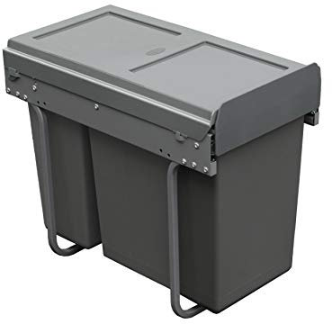 Handle & Home 30L Capacity Dark Grey Pull Out Kitchen Bin for 300mm Cabinet (1x20L & 1x10L)