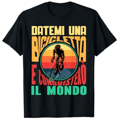 Scritta e Grafica Vintage Divertente Ciclista Casco Bici Maglietta