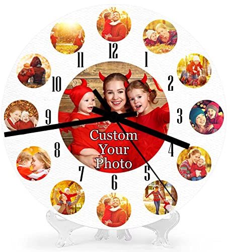 Angry Egg Boy Reloj con Foto Personalizado, Reloj de Pared Redondo con 13 Fotos, Regalo de Graduación, Cumpleaños, Boda, San Valentín, Navidad (10 in)