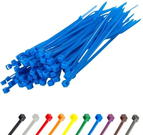 Gocableties Blue Cable Ties, 200mm x 2.5mm, Pack of 100, 8” Premium Nylon Zip Ties, Multi-Purpose Plastic Tie Wraps, Secure Self-Locking Mechanism, for Home, Garden, Office and DIY