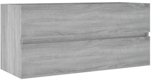 vidaXL Handfatsskåp grå sonoma-ek 100x38,5x45 cm konstruerat trä, tvättställsskåp, vaskskåp, badrumsskåp, handfatsskåp
