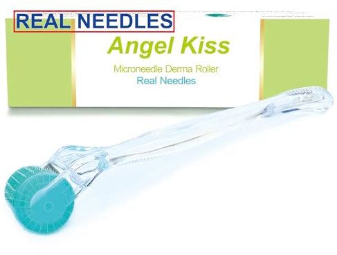 Angel Kiss Derma Roller 0,5mm - 192 ECHTEN Edelstahl-Nadeln - Professioneller Microneedlingroller für die kosmetische Hautpflege