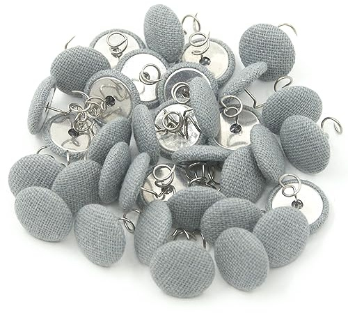 Upholstery Tacks - 20Pcs Fabric Covered Button Twist Pins,Bed Skirt Pin - for Slipcovers, Armrest Covers, Armchair Caddies, Bed Skirts, Headliners (Medium Grey)