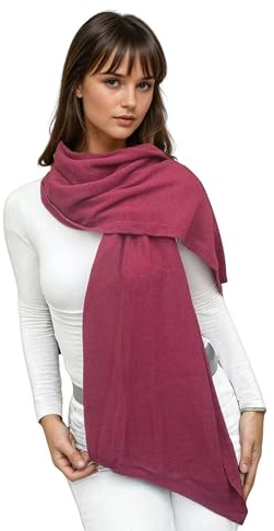 creazioni unique Sciarpa Misto Cashmere Donna Invernale Artigianale MADE IN ITALY - Scialle Coprispalle Donna Elegante in Cachemire, Lana e Viscosa (Fucsia)