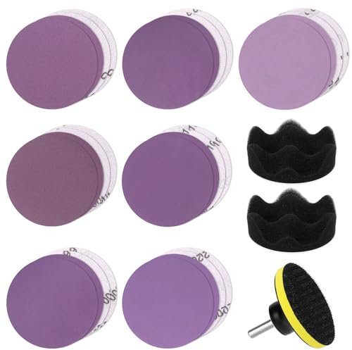 Glarks 31Pcs Car Headlight Restoration Kit, 3in Car Polishing Sanding Discs Headlight Cleaner Restorer Set with Disc Pad Holder and 2Pcs Buffing Sponge Pad for Cars, Trucks, SUV