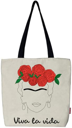 hello-bags. Sac fourre-tout/Sac en toile/Tote bag avec fermeture éclair, doublure et poche intérieure. Extérieur : Coton 100%. Inclue une enveloppe kraft de cadeau. « VIVALAVIDA ». 37x38 cm.