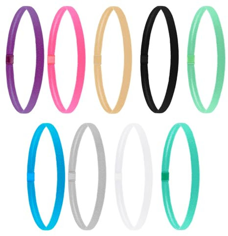 9 Stück Dünn Haarband Herren Elastische Stirnbänder Damen, Haarband Damen Sport, Sport Stirnbänder Unisex Dünn Nicht Rutschend für Fitnessstudio/Hockey/FußBall/Tennis/Yoga(9 Farben)