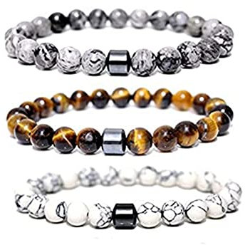 PUNELE Armband Zur Raucherentwöhnung, 3Pcs Anti-Angst-Armband, 8mm Magnet Anti-Rauch-Armband, spirituelles Armband Positive Energie (3Pcs)