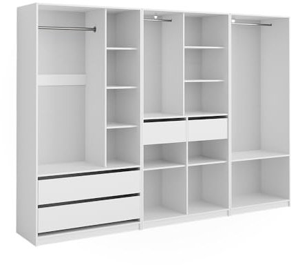 Vicco Kleiderschrank Elmo, Flügeltürenschrank, Weiß, 100 x 200 cm 3er Set