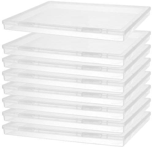 FUNSUEI 8 PCS A4 Storage Box, Transparent A4 Paper Storage Box with Lids, Plastic Wrapping Paper Box for Documents, Wrapping Papers, and Office Supplies