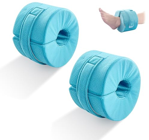 2 Pcs Foot Elevation Pillows, Ankle Foam Cushion with Zipper Removable Cover, Wedge Heel Elevation Pillow for Foot Pressure, Bed Sore Ulcer, Feet Leg Rest and Leg Rest Post Surgery (Blue)