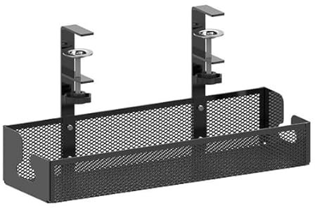 Cozary Cable Management Support Réglable en Acier Carbone, Chemin de Cable Crochets Amovibles pour Bureau sous Table, Organisateur de Câbles Haute Capacité Maison/Gaming