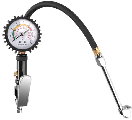Erato Gonfleur de pneus analogique avec manomètre 0-16 bar (220 psi) Gonfleur de pression d'air auto-serrant Connecteur d'air rapide Manomètre pression pneu haute précision voiture Moto Vélo Camion