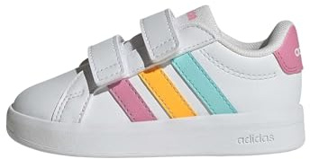 adidas Unisex Baby Grand Court 3.0 Shoes Infants, FTWR White/Bliss Pink/Lucid Tangerine, 7 UK Child