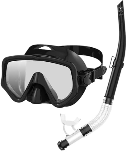 Snorkel seco - Set de buceo con esnórquel y máscara de buceo | Máscara panorámica de ángulo ancho con brida facial suave para adultos actividades acuáticas