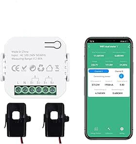 Relogic WiFi Intelligent Electricity Energy Meter Smart Power Production Consumption Monitor with 2 * 80A CT Current Transformer Support Real-Time Monitoring Alert Function Mobile Phone