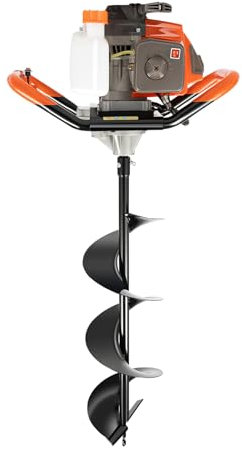 SYNCMH Tarière à essence 71 cm3 2,3 kW 300 tr/min avec 3 forets 10/15/20 cm, grand réservoir de carburant de 1 l et accessoires, pour pieux, trous profonds