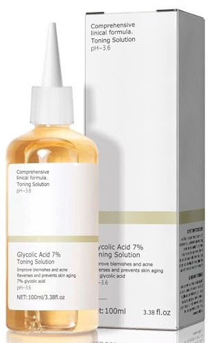 Glycolic Acid 7% Toner for Face – Exfoliating & Hydrating Toning Solution – Brightens Skin, Reduces Acne & Pores – Suitable for Oily, Combination & Dry Skin – 100ml