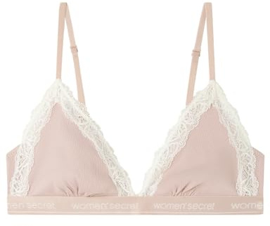 Women'secret Sujetador Triangular NATURAL Algodón Rosa, 90B