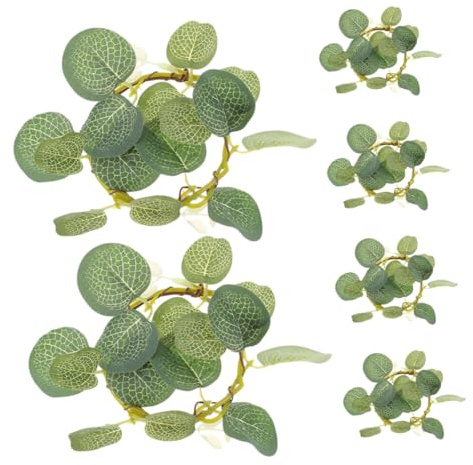 VALICLUD Anillo Pequeño para Velas de Pascua Flores Artificiales de Eucalipto Verde Anillo de 6 CM 6 Piezas Decoración de Mesa para Bodas de Primavera y Centros de Mesa Festivos