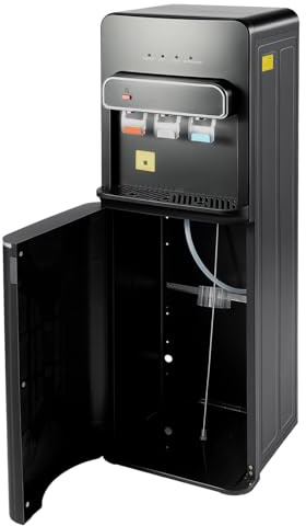 Distributore di acqua elettrico da terra, con carico a pavimento, per acqua calda e fredda, casa, ufficio, cucina, camera da letto, piano UE (nero)