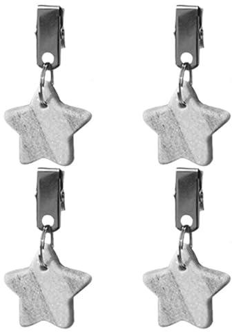 TOYANDONA Pesi per Tovaglia con Clip in Acciaio Inox Marmorizzato, Set 4 Pezzi Piccoli Fermatovaglia Riutilizzabili per Tavoli da Esterno e Interno, Protezione Antivento per Picnic