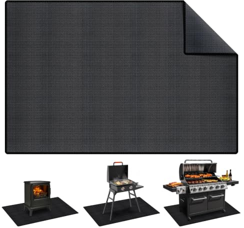 Ecofocet Tappetino per Barbecue da Esterno 102 x 152 cm, Tappeto Ignifugo per Barbecue, Impermeabile e Anti-Olio, Tappetino Protettivo per il Pavimento, Tappetini per Griglia Barbecue, Camino e Prato