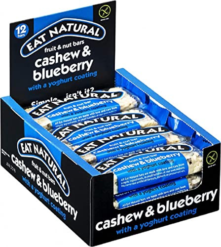 Eat Natural Bars with a Yoghurt Coating 45g (Pack of 12) Cashew & Blueberry, 540 gram